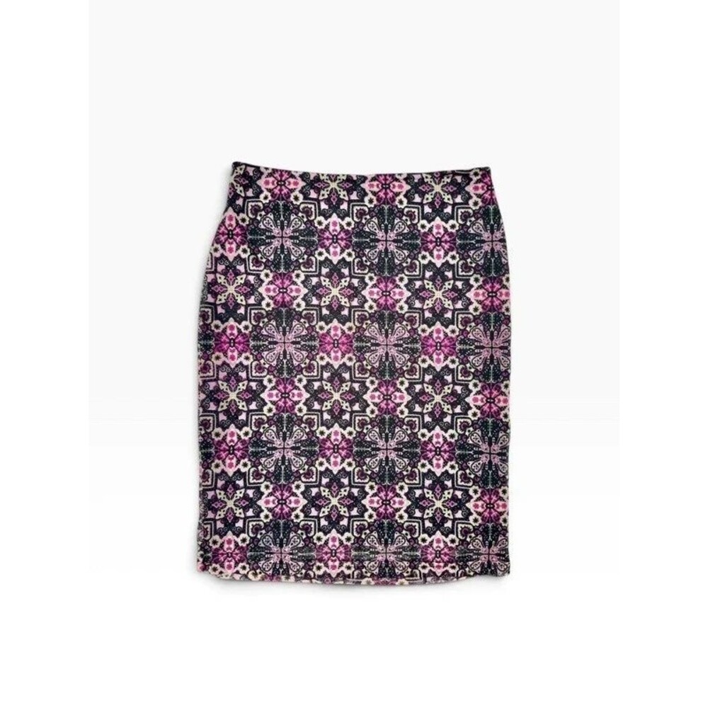 Y2K 90s Psychedelic Club Neo Mesh Mandala Print Pencil Skirt - L